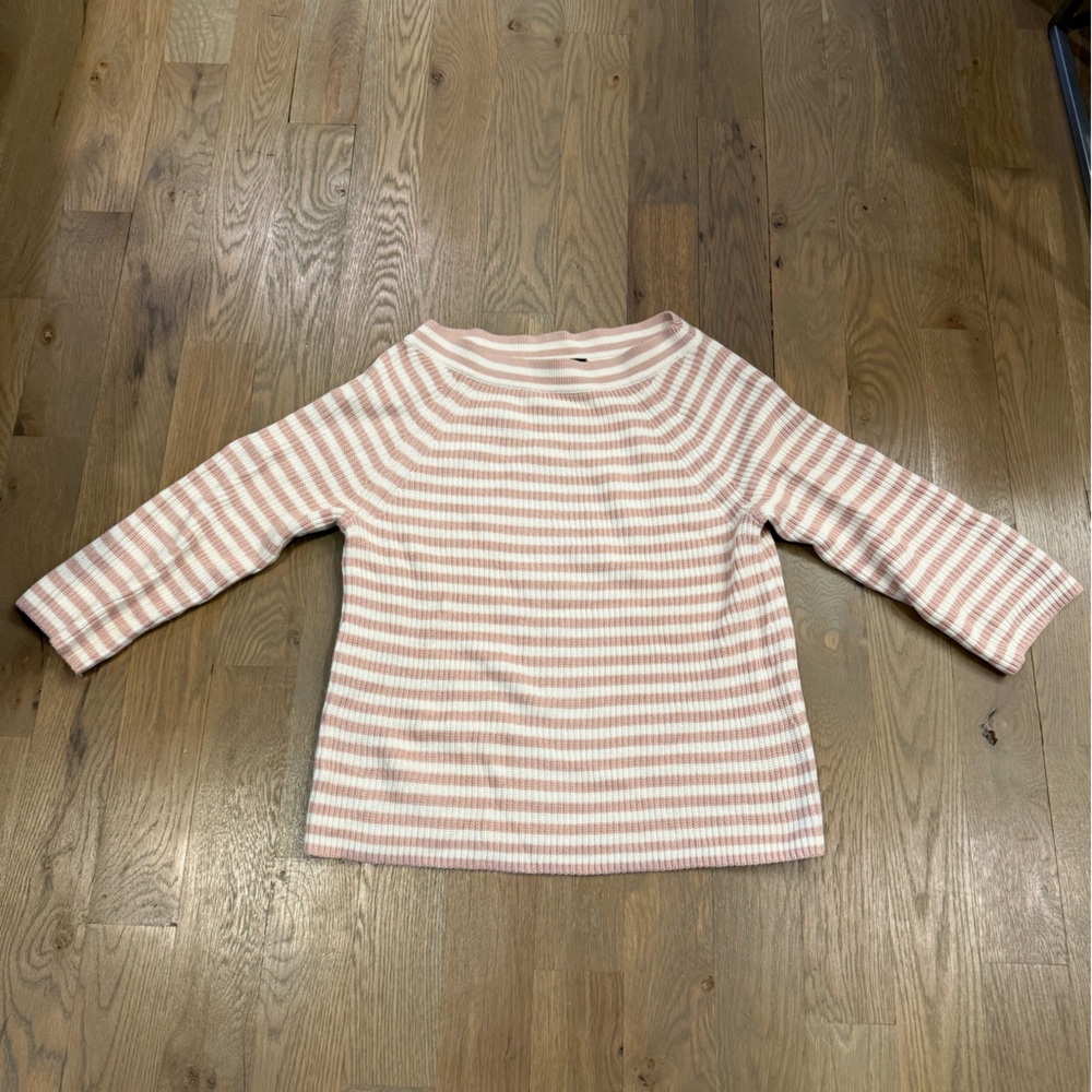 J. Crew Pink and White Striped Knit Top